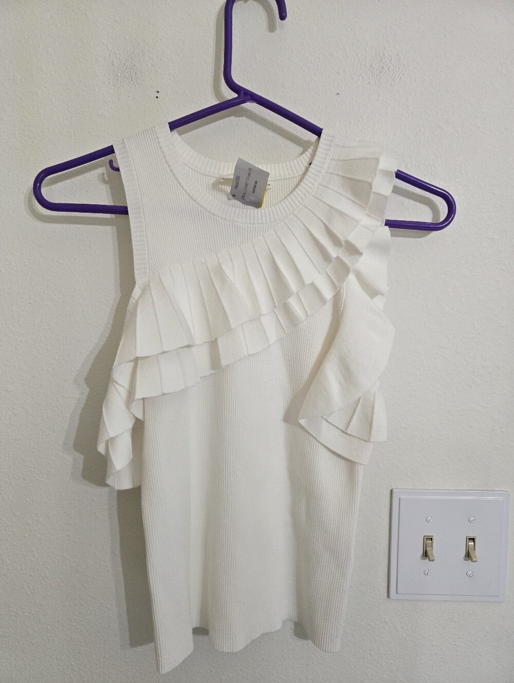 A.L.C. White Ruffle Knit Tank Top